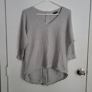Express hi/lo sparkly silver gray zipper sweater